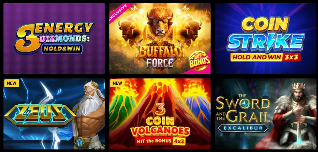 Πλήρης κατάλογος παιχνιδιών στο Zet Casino - slots, ζωντανό καζίνο και επιτραπέζια παιχνίδια.