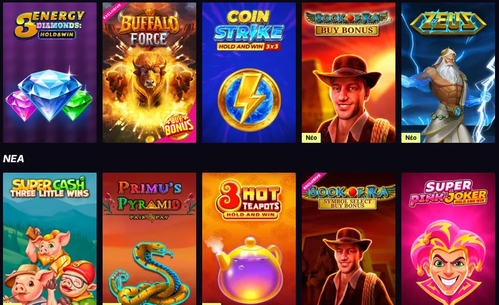 Κατάλογος παιχνιδιών του Sportuna Casino - φρουτάκια, ζωντανό καζίνο και επιτραπέζια.