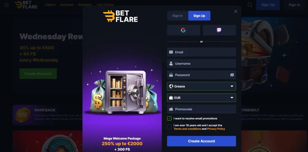 Εγγραφή στο Betflare